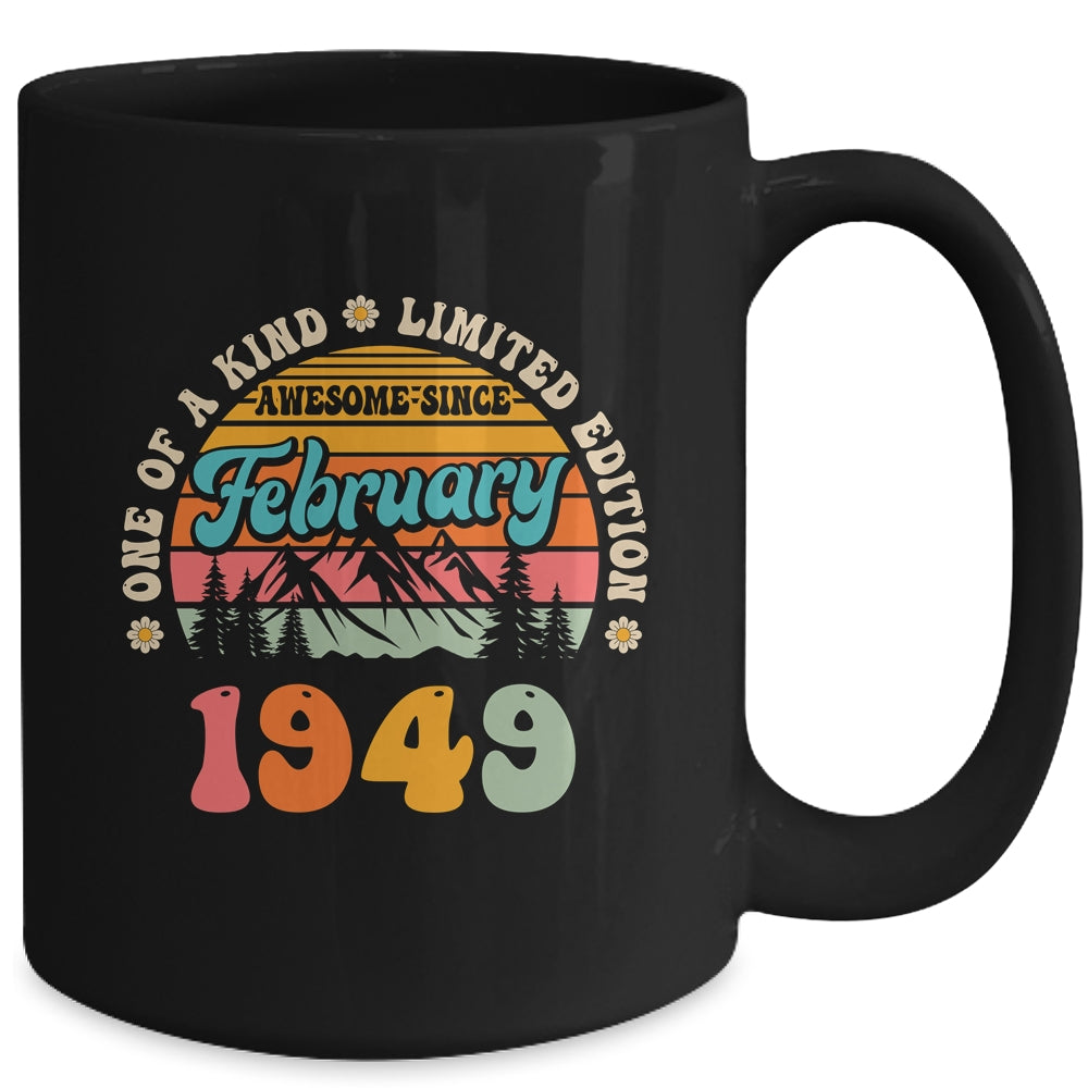 75 Years Old Awesome Since February 1949 75th Birthday Groovy Mug | siriusteestore