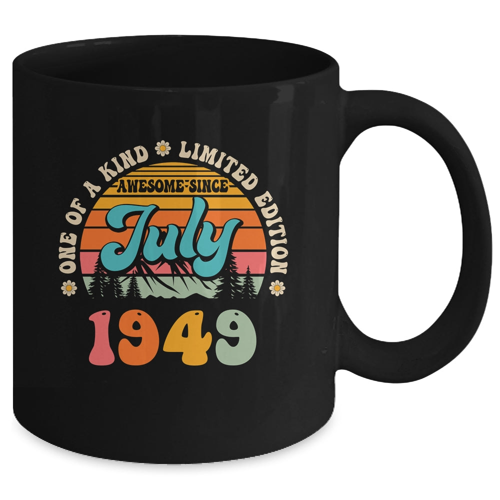 75 Years Old Awesome Since July 1949 75th Birthday Groovy Mug | siriusteestore