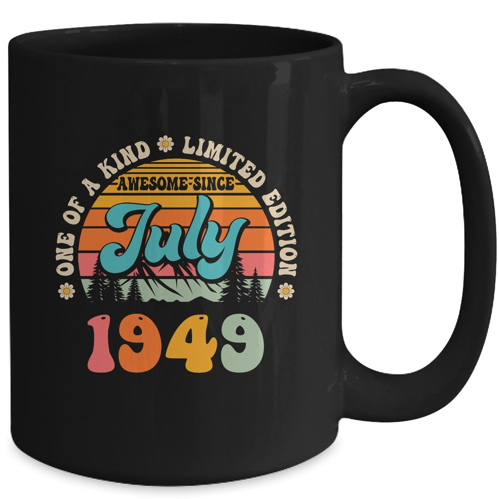 75 Years Old Awesome Since July 1949 75th Birthday Groovy Mug | siriusteestore