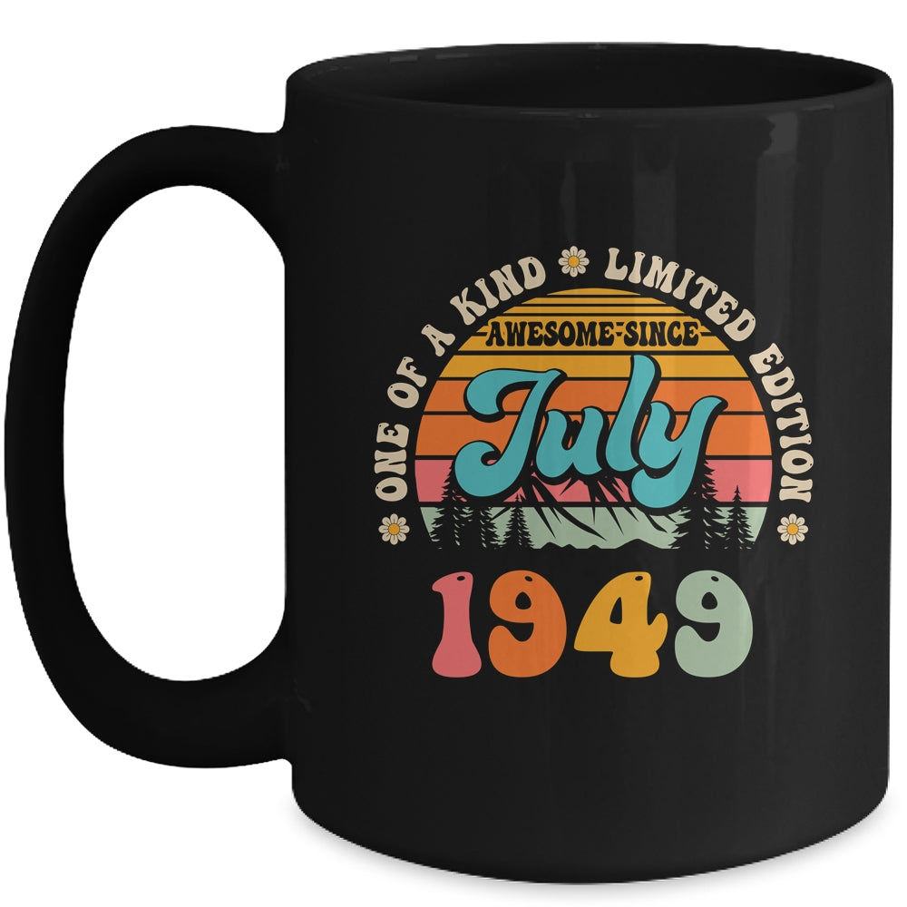 75 Years Old Awesome Since July 1949 75th Birthday Groovy Mug | siriusteestore