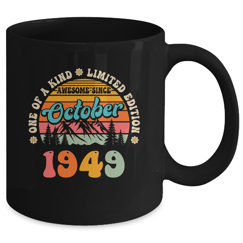 75 Years Old Awesome Since October 1949 75th Birthday Groovy Mug | siriusteestore