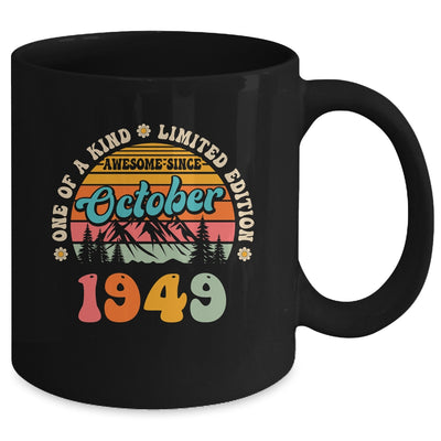 75 Years Old Awesome Since October 1949 75th Birthday Groovy Mug | siriusteestore