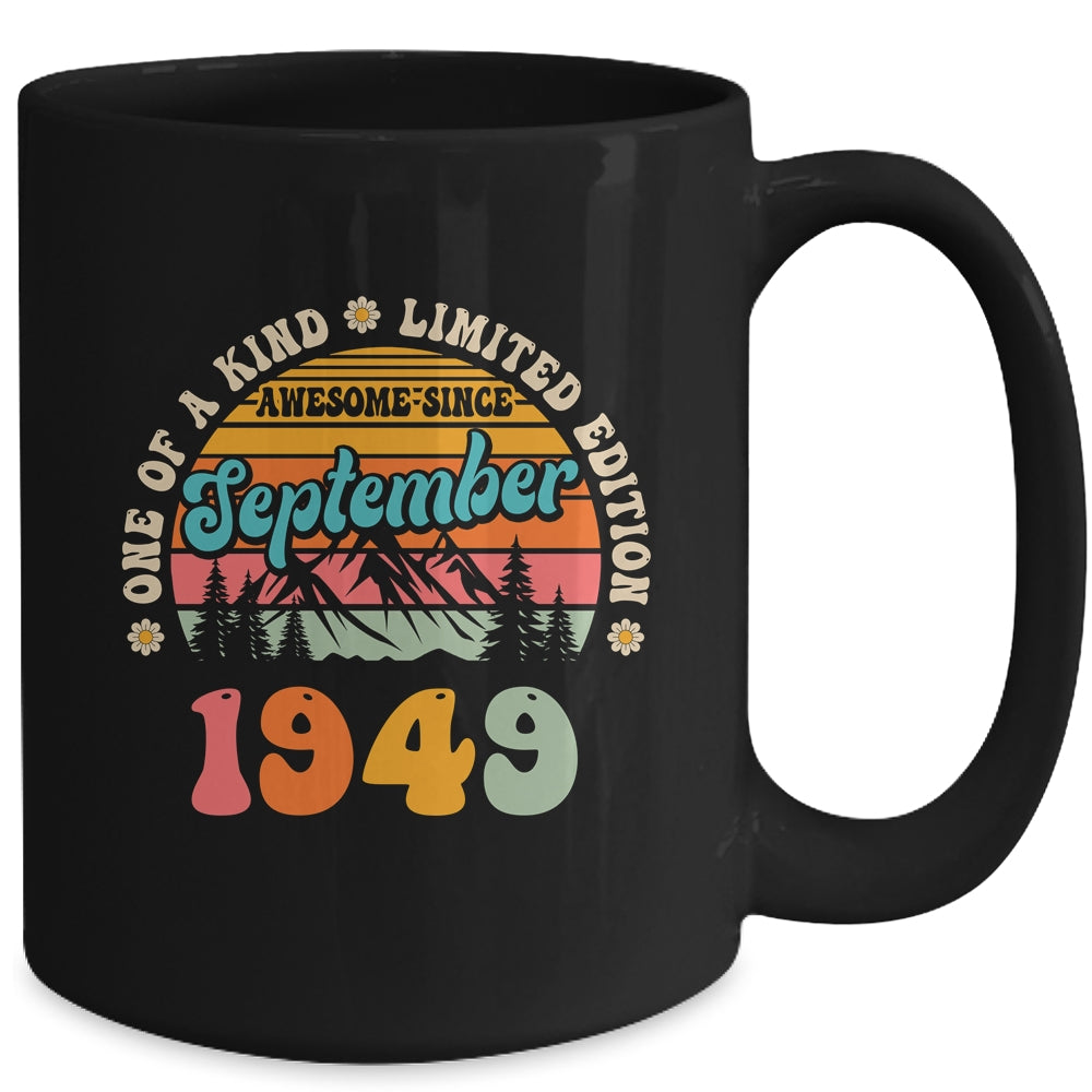 75 Years Old Awesome Since September 1949 75th Birthday Groovy Mug | siriusteestore