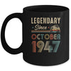 75 Years Old Legendary Since October 1948 75th Birthday Mug | siriusteestore