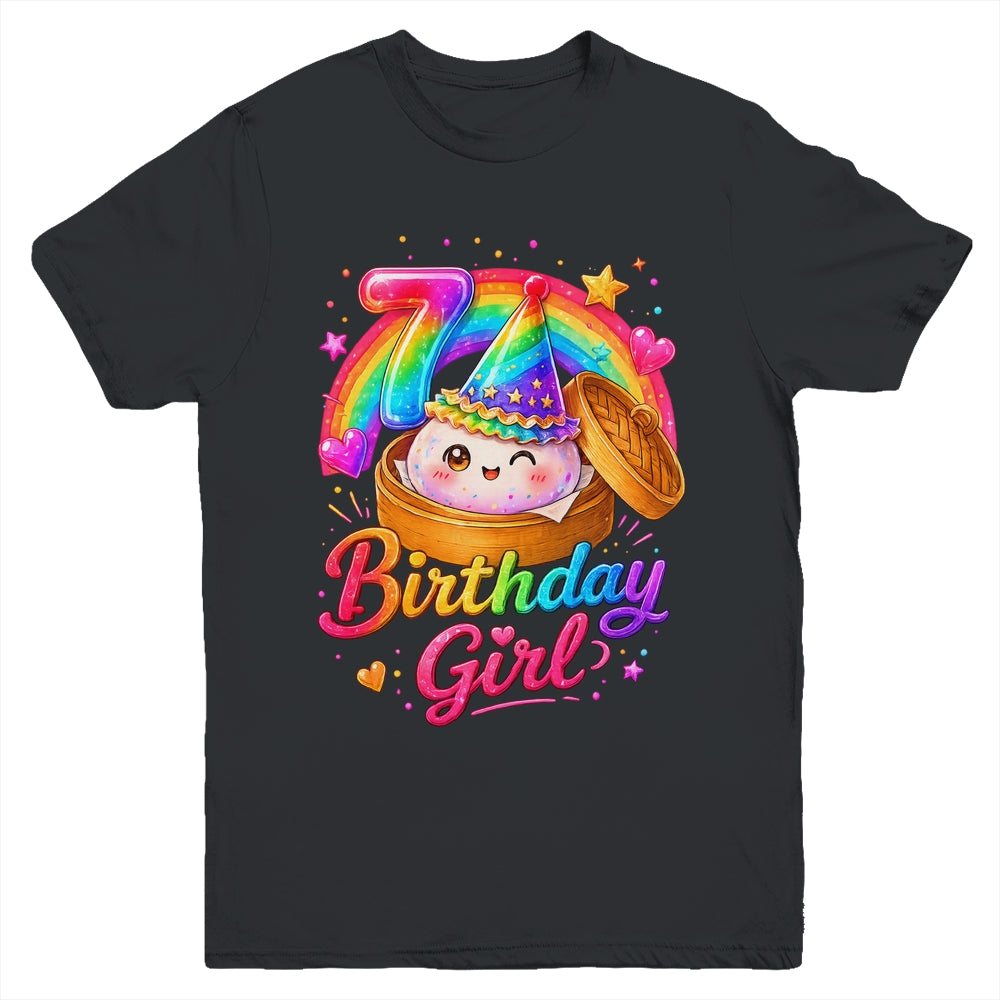 7Th Birthday Girl Dumpling Kawaii Pastel Anime 7 Years Old Youth Shirt | siriusteestore