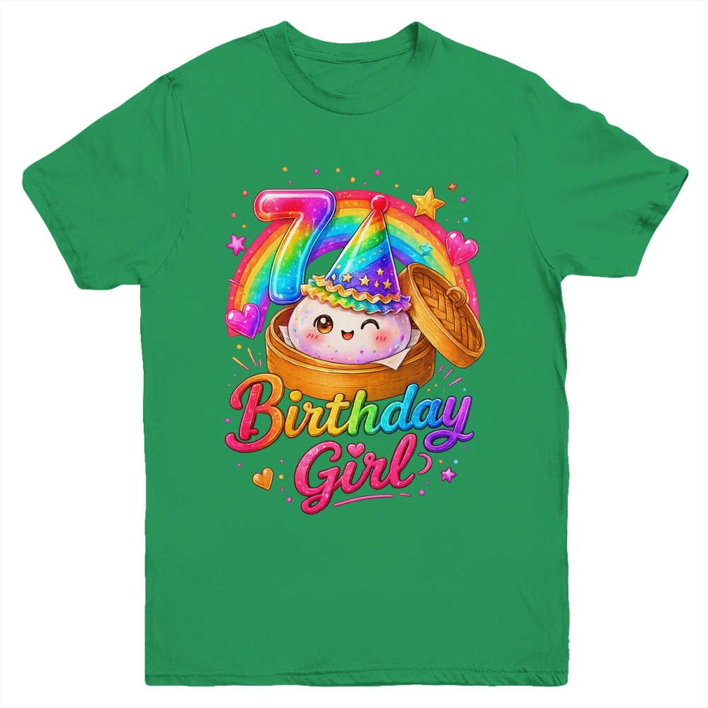 7Th Birthday Girl Dumpling Kawaii Pastel Anime 7 Years Old Youth Shirt | siriusteestore