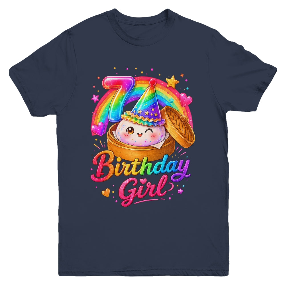 7Th Birthday Girl Dumpling Kawaii Pastel Anime 7 Years Old Youth Shirt | siriusteestore