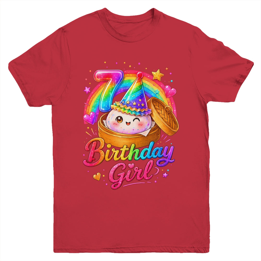 7Th Birthday Girl Dumpling Kawaii Pastel Anime 7 Years Old Youth Shirt | siriusteestore