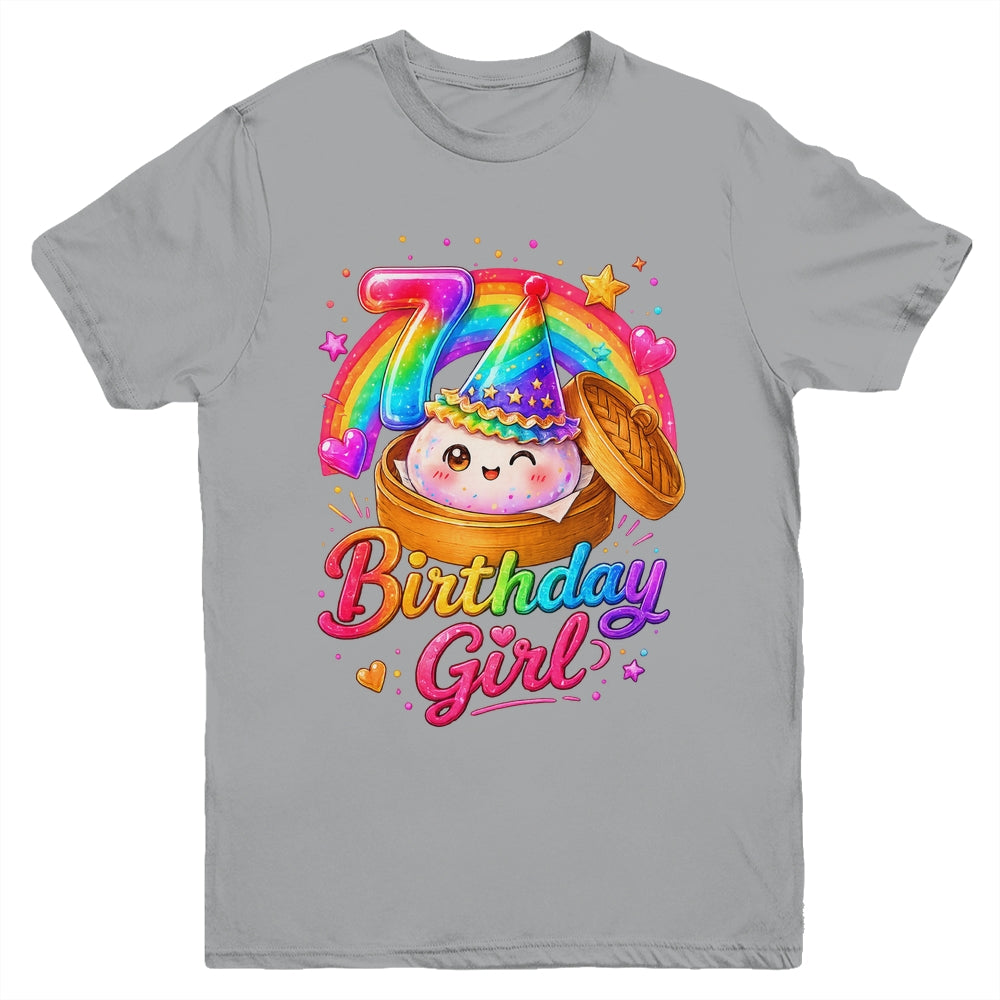 7Th Birthday Girl Dumpling Kawaii Pastel Anime 7 Years Old Youth Shirt | siriusteestore