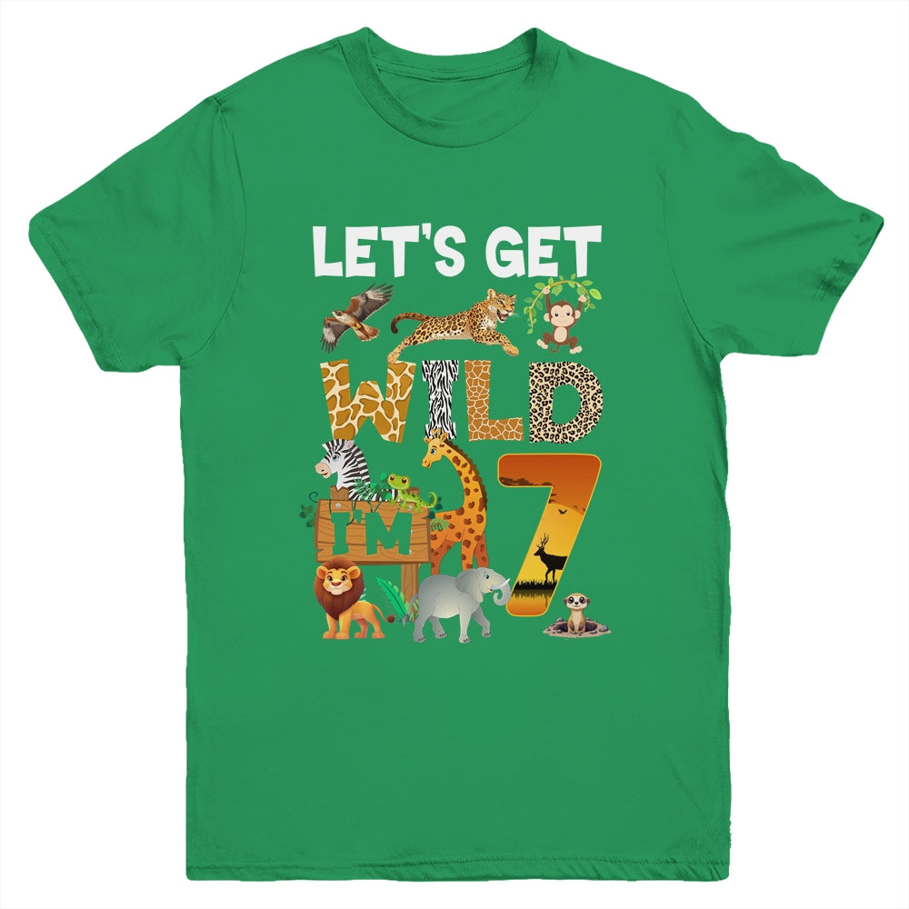 7 Year Old Zoo Birthday Safari Jungle Animal 7th Bday Youth Shirt | siriusteestore