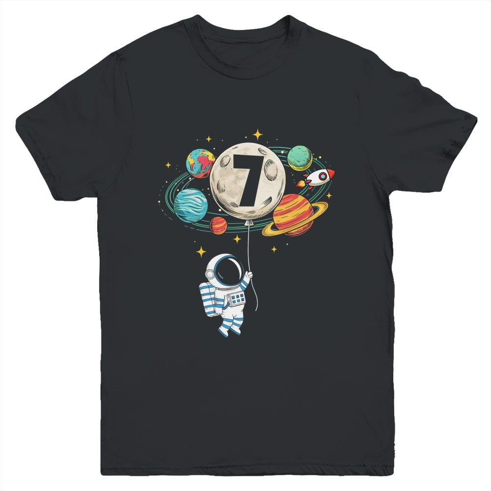 7 Years Old Birthday Boy Astronaut Space 7th Birthday Youth Shirt | siriusteestore
