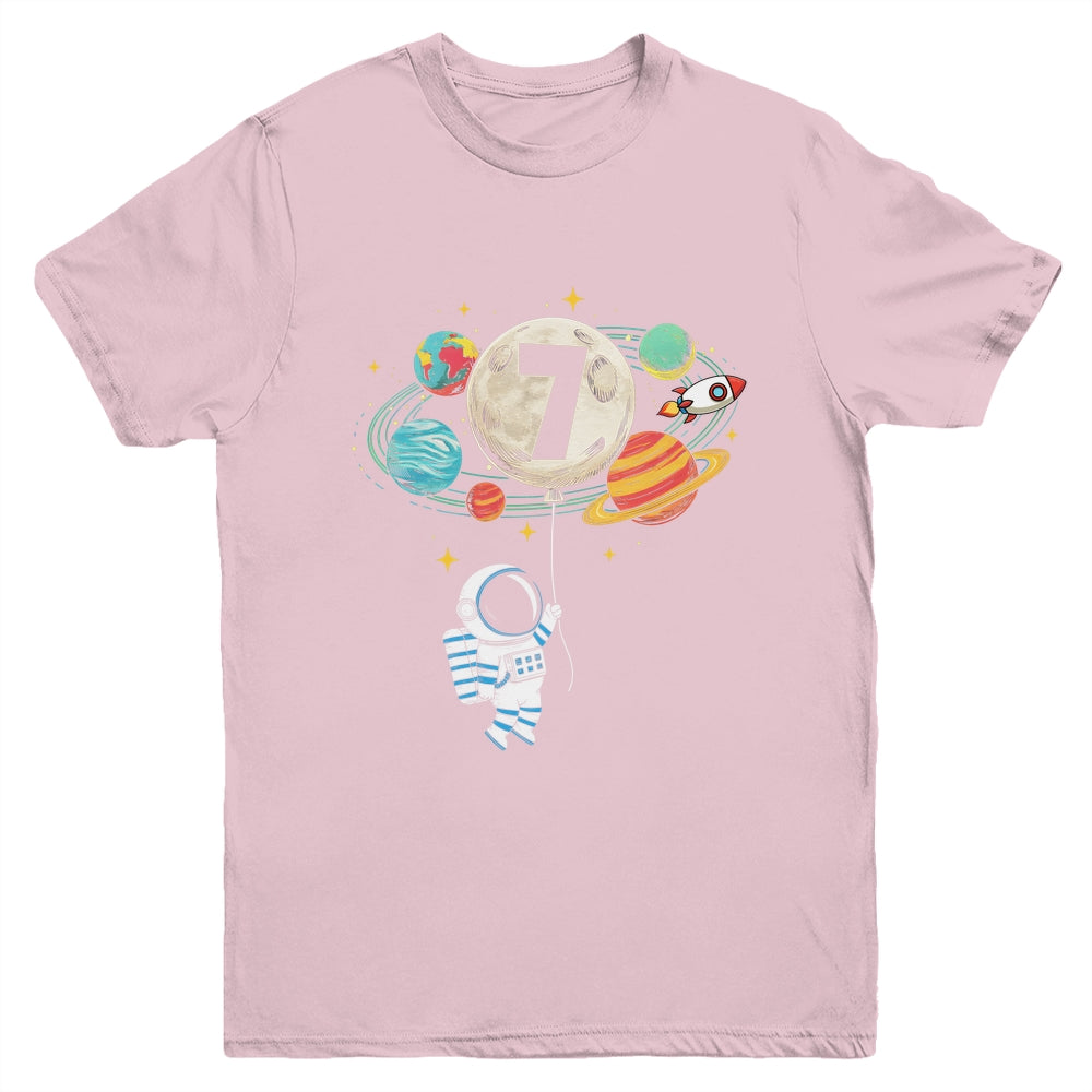 7 Years Old Birthday Boy Astronaut Space 7th Birthday Youth Shirt | siriusteestore