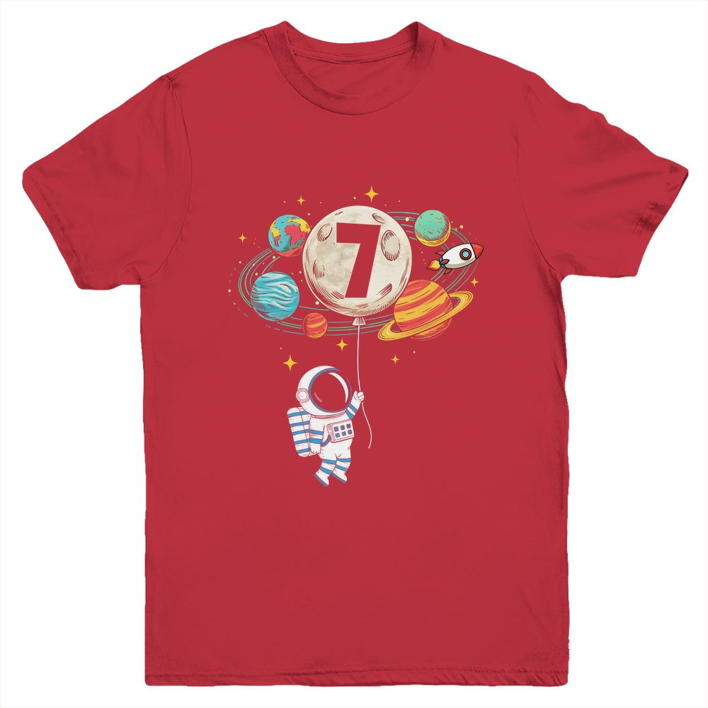 7 Years Old Birthday Boy Astronaut Space 7th Birthday Youth Shirt | siriusteestore