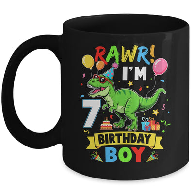 7 Years Old Boy 7th Birthday Boy T Rex Dinosaur Mug | siriusteestore