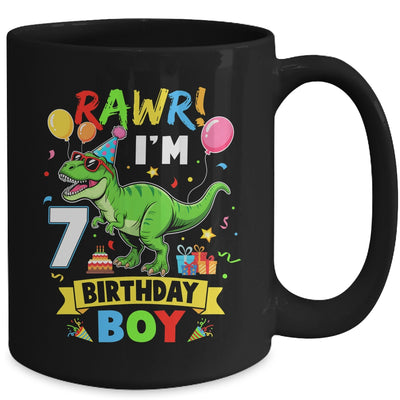 7 Years Old Boy 7th Birthday Boy T Rex Dinosaur Mug | siriusteestore