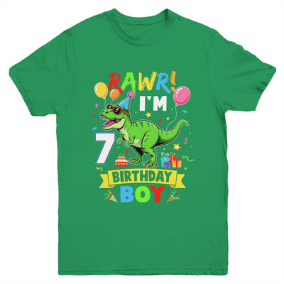 7 Years Old Boy 7th Birthday Boy T Rex Dinosaur Youth Shirt | siriusteestore
