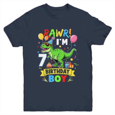 7 Years Old Boy 7th Birthday Boy T Rex Dinosaur Youth Shirt | siriusteestore