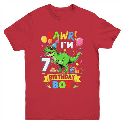 7 Years Old Boy 7th Birthday Boy T Rex Dinosaur Youth Shirt | siriusteestore