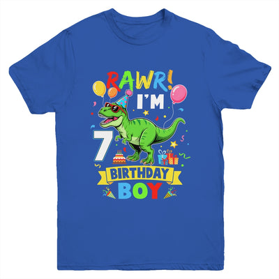 7 Years Old Boy 7th Birthday Boy T Rex Dinosaur Youth Shirt | siriusteestore