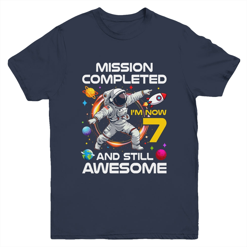 7th Birthday Astronaut 7 Years Old Outer Space Birthday Youth Shirt | siriusteestore