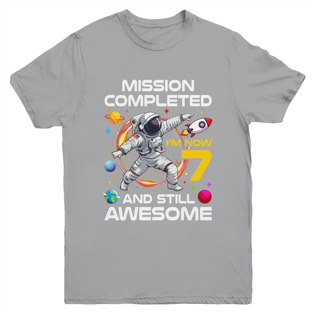 7th Birthday Astronaut 7 Years Old Outer Space Birthday Youth Shirt | siriusteestore
