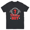 7th Birthday Boy Race Car Birthday Racing Car Flag Youth Shirt | siriusteestore