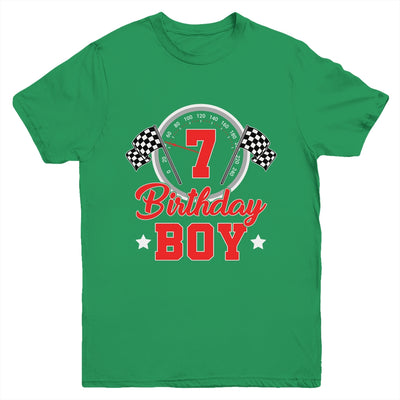 7th Birthday Boy Race Car Birthday Racing Car Flag Youth Shirt | siriusteestore