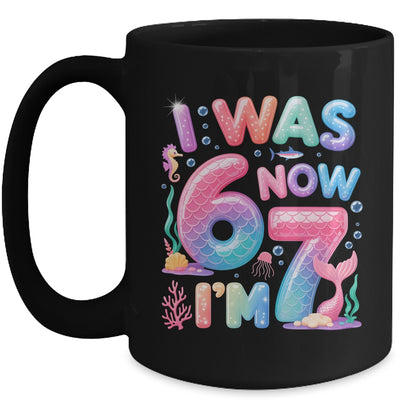 7th Birthday Girl I Was 6 Now I'm 7 Year Old Mermaid Mug | siriusteestore