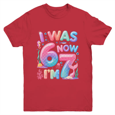 7th Birthday Girl I Was 6 Now I'm 7 Year Old Mermaid Youth Shirt | siriusteestore