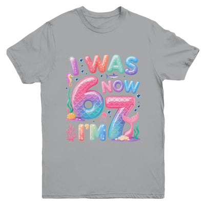 7th Birthday Girl I Was 6 Now I'm 7 Year Old Mermaid Youth Shirt | siriusteestore