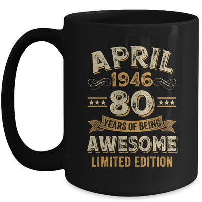 80 Years Awesome Vintage April 1946 80th Birthday Mug | siriusteestore