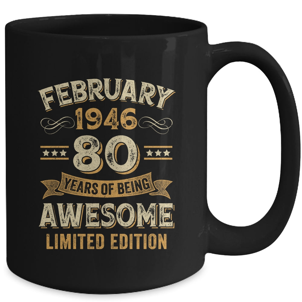 80 Years Awesome Vintage February 1946 80th Birthday Mug | siriusteestore