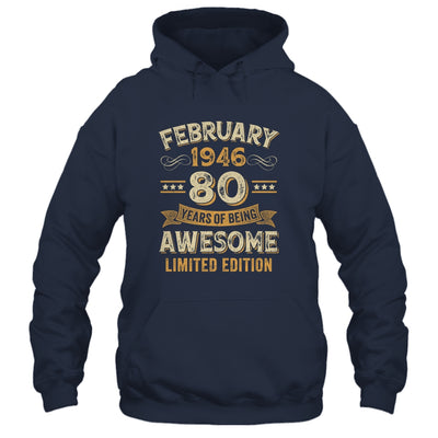 80 Years Awesome Vintage February 1946 80th Birthday Shirt & Hoodie | siriusteestore