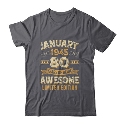 80 Years Awesome Vintage January 1945 80th Birthday Shirt & Hoodie | siriusteestore