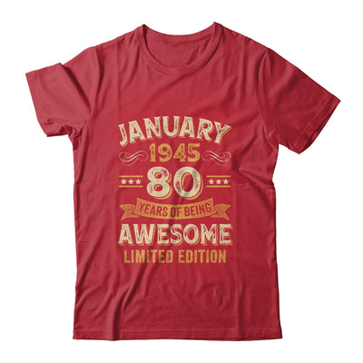 80 Years Awesome Vintage January 1945 80th Birthday Shirt & Hoodie | siriusteestore