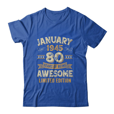 80 Years Awesome Vintage January 1945 80th Birthday Shirt & Hoodie | siriusteestore