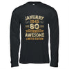 80 Years Awesome Vintage January 1945 80th Birthday Shirt & Hoodie | siriusteestore