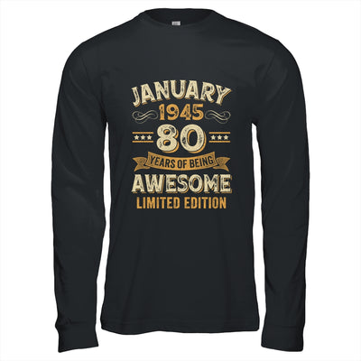 80 Years Awesome Vintage January 1945 80th Birthday Shirt & Hoodie | siriusteestore