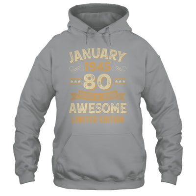 80 Years Awesome Vintage January 1945 80th Birthday Shirt & Hoodie | siriusteestore