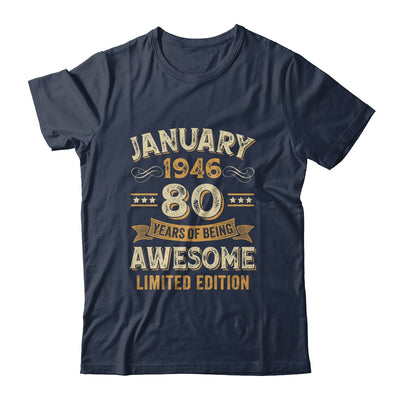 80 Years Awesome Vintage January 1946 80th Birthday Shirt & Hoodie | siriusteestore