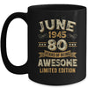 80 Years Awesome Vintage June 1945 80th Birthday Mug | siriusteestore