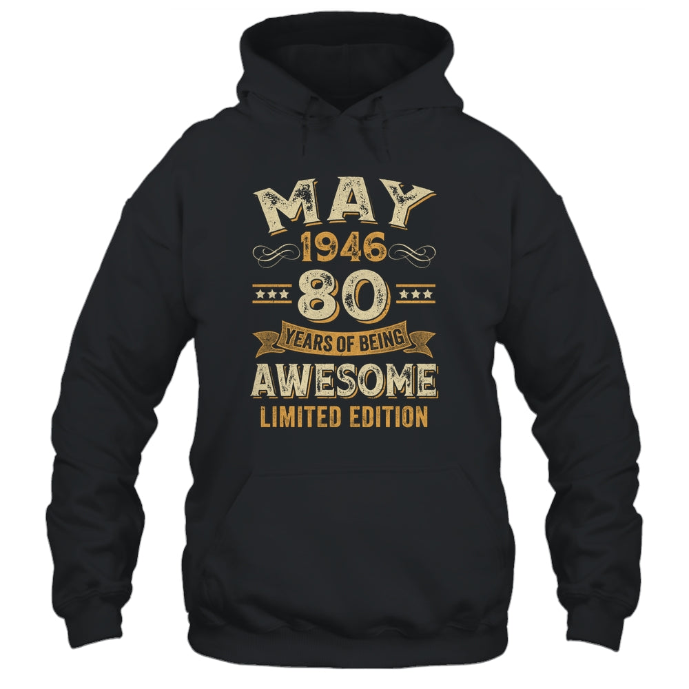 80 Years Awesome Vintage May 1946 80th Birthday Shirt & Hoodie | siriusteestore