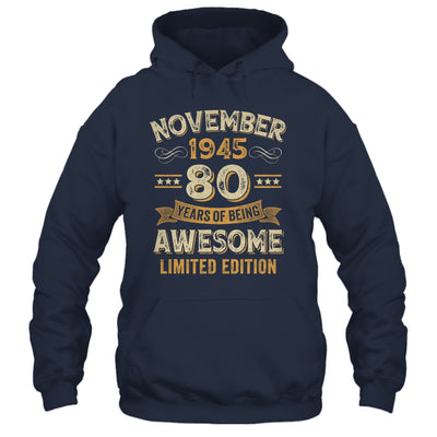 80 Years Awesome Vintage November 1945 80th Birthday Shirt & Hoodie | siriusteestore