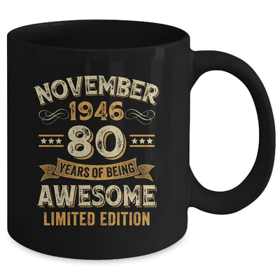 80 Years Awesome Vintage November 1946 80th Birthday Mug | siriusteestore