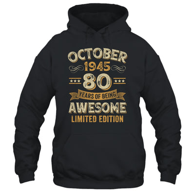 80 Years Awesome Vintage October 1945 80th Birthday Shirt & Hoodie | siriusteestore