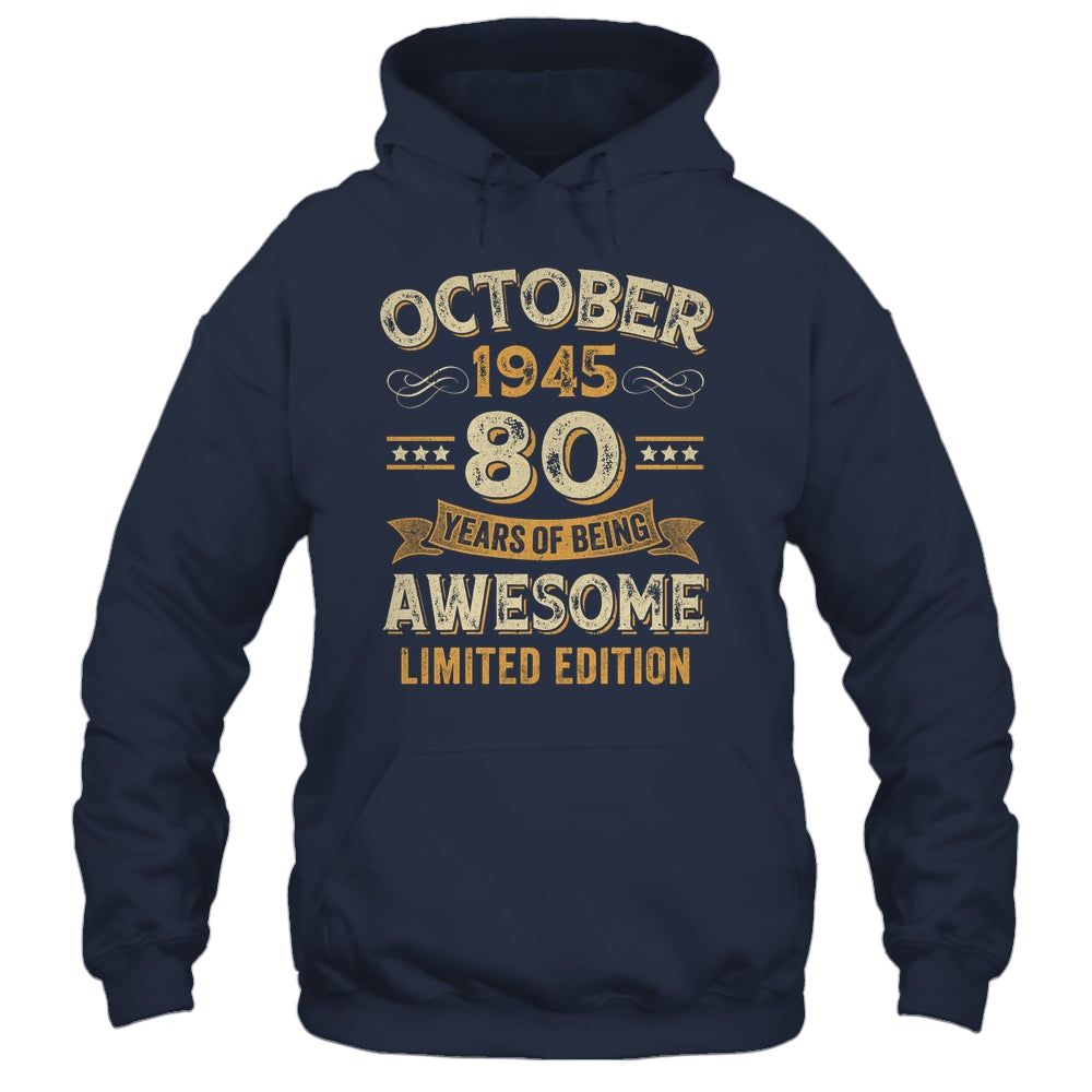 80 Years Awesome Vintage October 1945 80th Birthday Shirt & Hoodie | siriusteestore