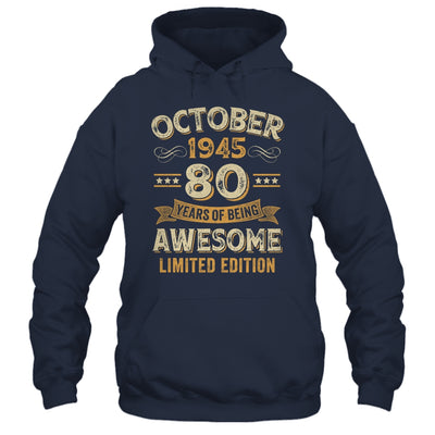 80 Years Awesome Vintage October 1945 80th Birthday Shirt & Hoodie | siriusteestore
