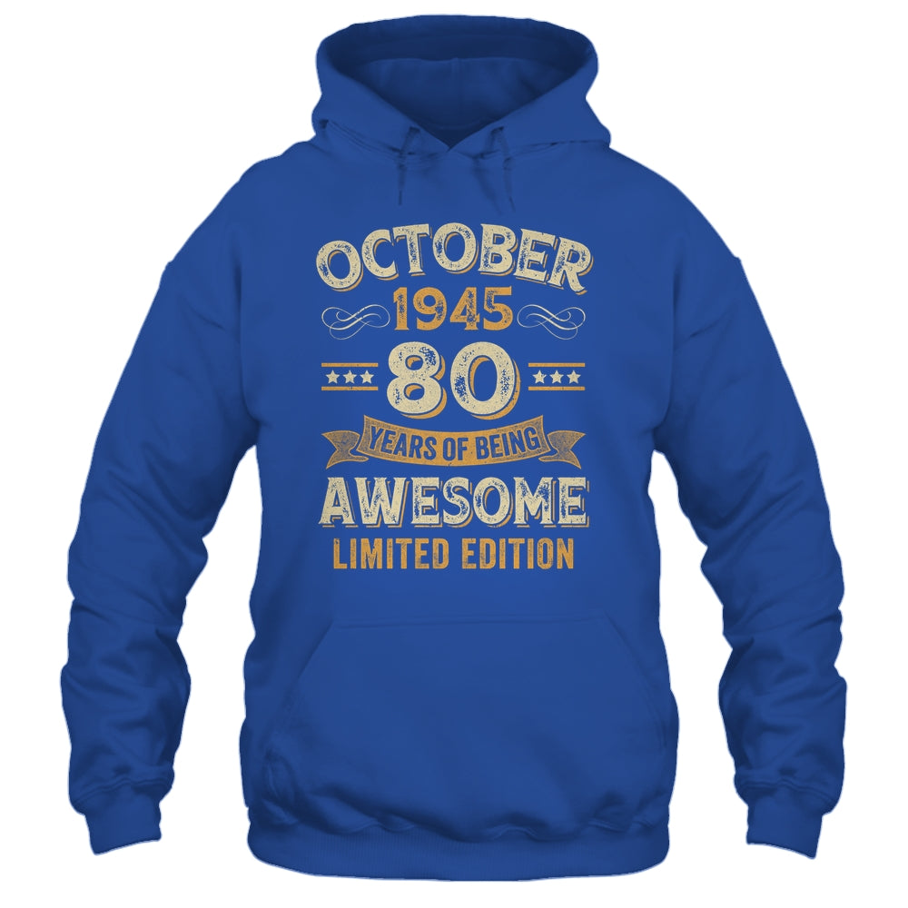 80 Years Awesome Vintage October 1945 80th Birthday Shirt & Hoodie | siriusteestore