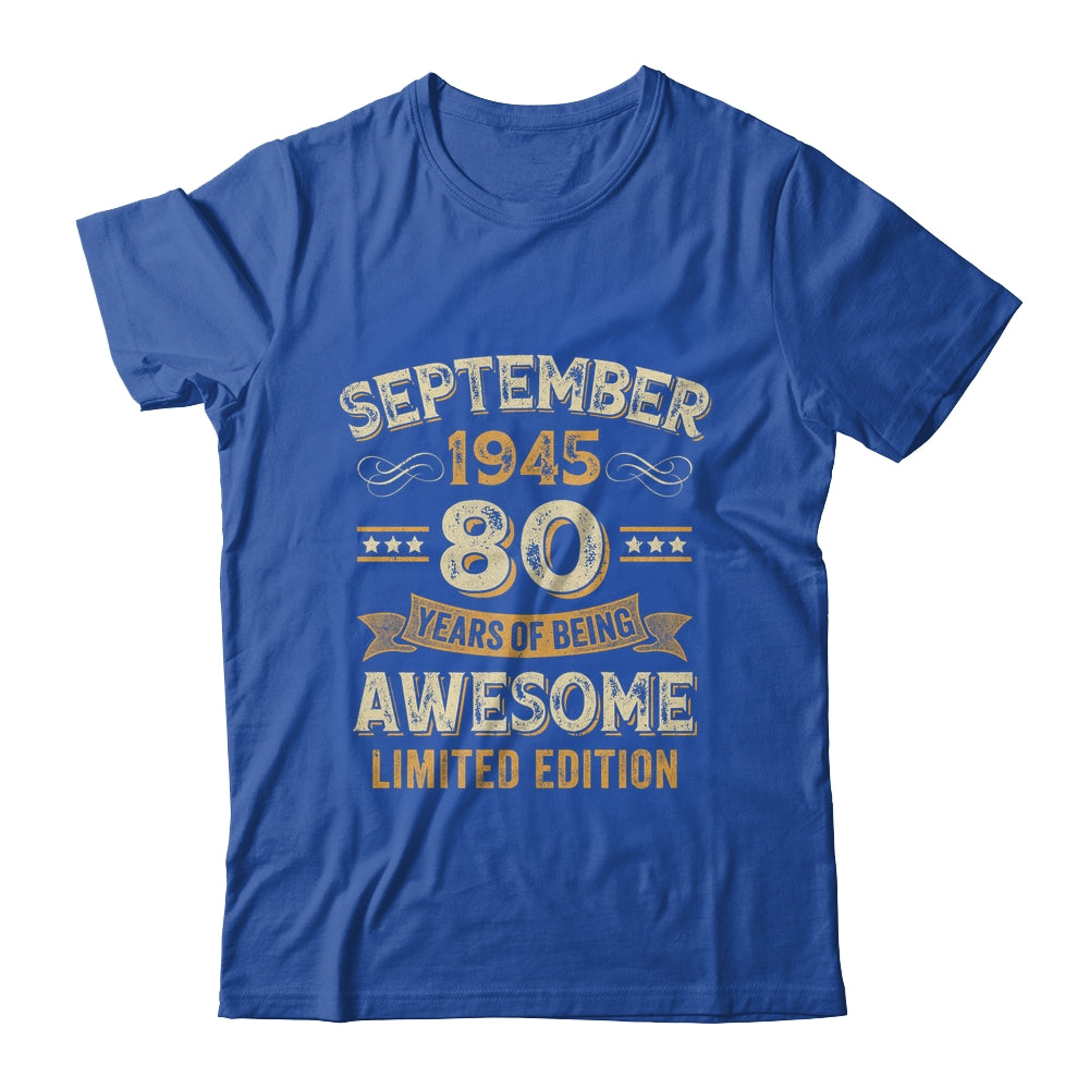 80 Years Awesome Vintage September 1945 80th Birthday Shirt & Hoodie | siriusteestore