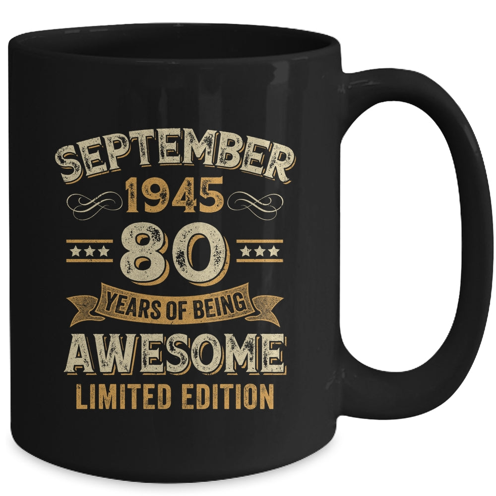 80 Years Awesome Vintage September 1945 80th Birthday Mug | siriusteestore